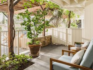 an outdoor patio with a tree and a couch at Hotel Carmel in Carmel +33 photos