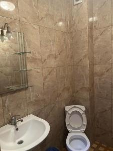 a bathroom with a toilet and a sink at Nelly Hotel in Batumi +16 photos
