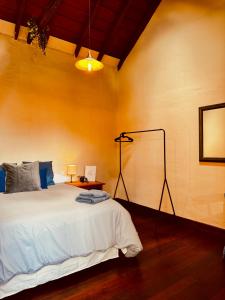 a bedroom with a bed and a lamp in it at Coliving Tenerife - Villa La Laguna in Las Lagunas