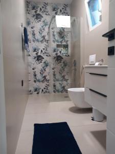 a bathroom with a shower with a toilet and a sink at Villa Elaris in Bihać +44 photos