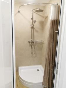 a bathroom with a shower with a toilet and a sink at Happy Home2 in Cahul +10 photos