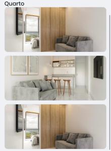 a living room with a couch and a table at Apartamento no Beach Resort Salinas in Ilha de Atalaia