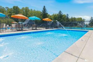 a swimming pool with a water fountain at Chalet 71 in Stevensville