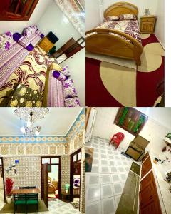 a collage of pictures of a room with beds at Villa ben lahbib II in Khenifra