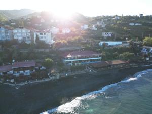an aerial view of a town next to the water at Pasha Tatil Köyü in Akcaabat