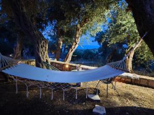 a hammock in a park under a tree at Casa Tereza in Plátanos