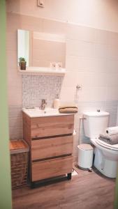 a bathroom with a sink and a toilet at Le Cocon Bressan hyper centre & lumineux in Bourg-en-Bresse +18 photos