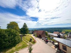 an overhead view of a small village with a street at Ferienwohnanlage Einzigartig in Saarburg