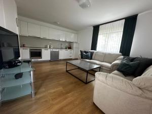 a living room with a couch and a table at Apartmani Ivana in Prozor
