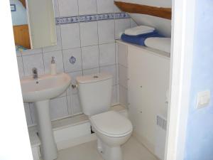 a white bathroom with a toilet and a sink at La Rivetière in Courcemont +16 photos