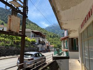 a car parked on the side of a street at Theasi in Konitsa