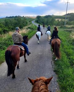 a group of people riding horses down a road at Riolo Terme Camere in Riolo Terme