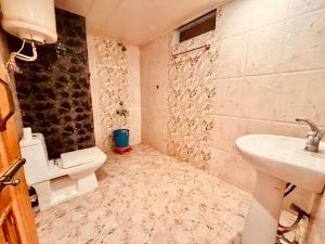 a bathroom with a toilet and a sink at Hadimba Palace, Manali in Manāli +79 photos