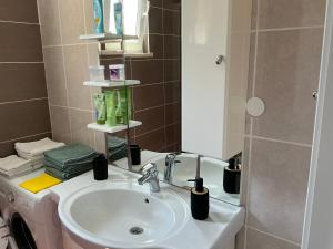 a bathroom with a sink and a shower at Apartment Dorada in Dobra Voda +9 photos