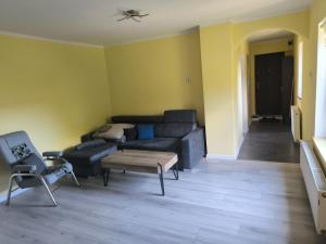 a living room with a couch and a table at Apartament Górna in Głuszyca