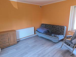 a living room with a couch and a chair at Apartament Górna in Głuszyca