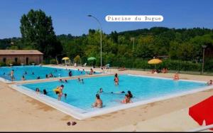 eine Gruppe von Menschen in einem Schwimmbad in der Unterkunft La Buguoise in Le Bugue + 34 Fotos