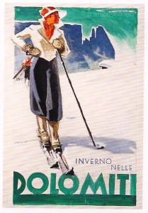 an illustration of a man on skis on at Dolomiti Bellunesi in Belluno