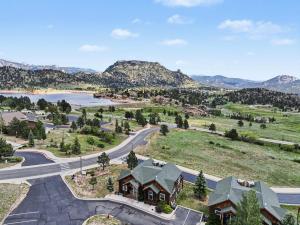 an aerial view of a house and a road at Jackstraw Mountain 32 in Estes Park +44 photos