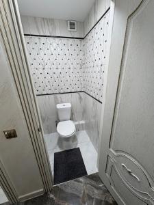 a small bathroom with a toilet in a room at Vila Lena S in Cahul