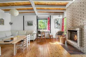 a living room with a couch and a fireplace at 1007-N-Hundested-Humlehaven-5 in Hundested