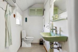 a bathroom with a green sink and a toilet at 8881-Glesborg-Benzonstien-27 in Fjellerup Strand