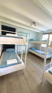 a room with three bunk beds in a room at ONS 2026 Economic Central accommodation in Stavanger