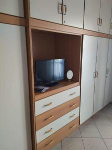 a cabinet with a tv in it with a tv at Theasi in Konitsa