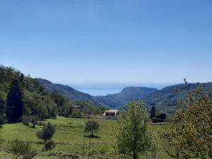 a view of a field with mountains in the background at Tenuta Mazzotti in Lago