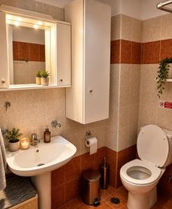 a bathroom with a toilet and a sink at Whisper wave in Haraki +20 photos