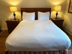 a bedroom with a large bed with two lamps at Spacious Private Suite ParksBoatingGolf in San Francisco