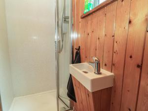 a bathroom with a sink and a shower at Pippins in Taunton