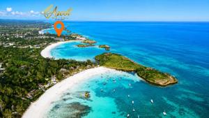 an aerial view of a island in the ocean at Watamu Ascot Residence in Watamu