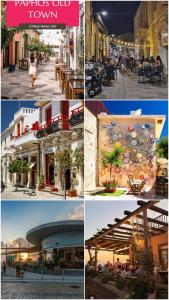 a collage of four pictures of a town at Empa Residence with private pool in Emba