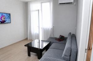 a living room with a couch and a coffee table at Cozy apartment in Angisa