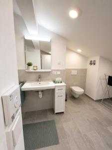 a bathroom with a sink and a toilet at Jagdhof Apartments am Spitzingsee in Schliersee +30 photos