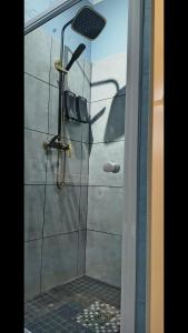 a shower in a bathroom with a glass door at Leipoldt street 3 in Clanwilliam +14 photos
