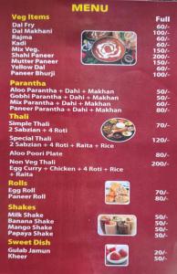 a menu for a restaurant with a bunch of dishes at Army cuisine Dine in and LUXURY NIGHTLY STAY Kurali Punjab in Kūrāli