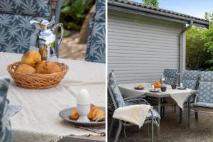 two pictures of a table with a basket of fruit at FY267-Faaborg-Horsehoved-37 in Faaborg +20 photos