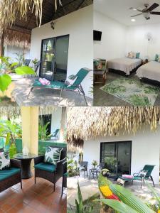 a collage of four pictures of a hotel room at Chagres River Lodge in Santa Rosa