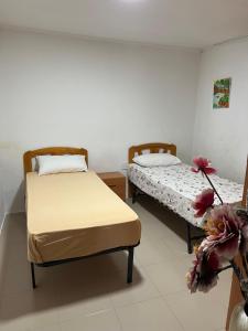 a room with two beds in a room at Mas d'Arturo in Serós