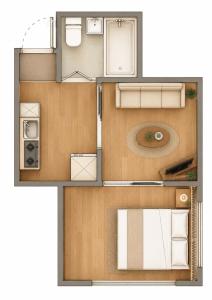 a floor plan of a small apartment with at XLH2,7 Min by Train to Harry Potter Studio Tour, Quick Access to Shinjuku, Double Bed and Sofa Bed, Private Kitchen and Living Room, Sleeps 4 in Tokyo +17 photos