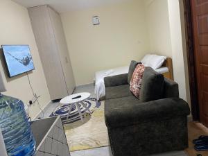 a living room with a couch and a bed at Reiroy homes in Kikuyu