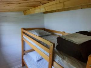 two bunk beds in a room with wooden ceilings at Chalet - Animaux admis - 4 pers. - API-1-52-2942 in Annot