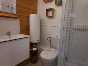 a bathroom with a toilet and a sink and a shower at Chalet - Animaux admis - 4 pers. - API-1-52-2942 in Annot +24 photos
