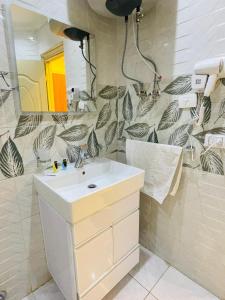 a bathroom with a sink and a mirror at Garden El Tahrir Downtown Hotel in Cairo +37 photos