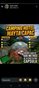 a poster for a camping hotel maya carapa at Hotel cápsulas Mayta Capac in Sahuayacu