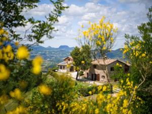 a house on top of a hill with yellow flowers at Apartment in Sant'Angelo near Medieval Town in SantʼAngelo in Vado +18 photos