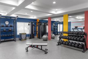 a gym with lots of equipment in a room at Hampton Inn Olathe in Olathe