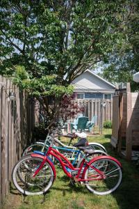 a group of bikes parked next to a tree at Fall Getaway|Crystal Beach Passes|Hottub|FirePit in Fort Erie